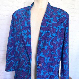 90's Funky Purple & Turquoise Lightweight Blazer - Size 16/Large